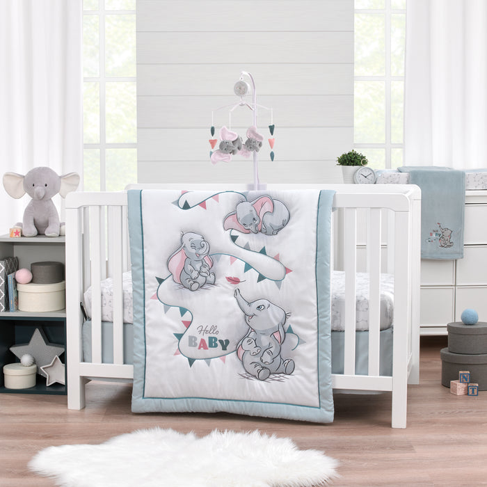 Disney Dumbo Hello Baby 3 Piece Nursery Crib Bedding Set