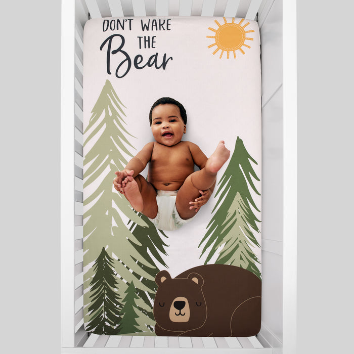 NoJo Into the Wilderness Don’t Wake the Bear 100% Cotton Photo Op Fitted Crib Sheet