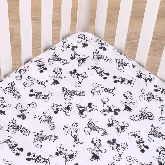 Disney Mickey Mouse and Friends Fitted Mini Crib Sheet