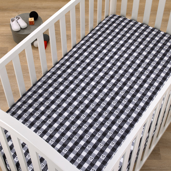 Disney Mickey Mouse Plaid Fitted Mini Crib Sheet