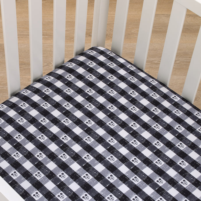 Disney Mickey Mouse Plaid Fitted Mini Crib Sheet