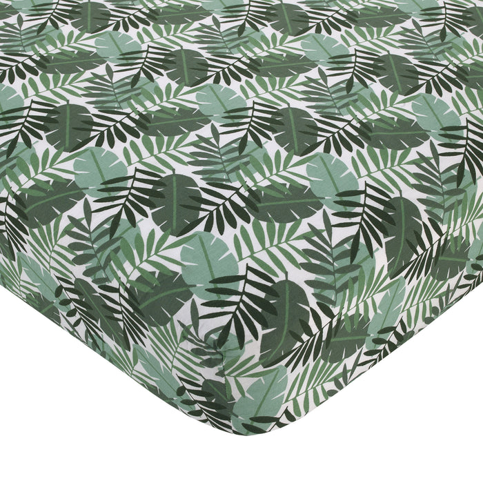 NoJo Jungle Paradise Palm Leaf 100% Cotton Fitted Crib Sheet