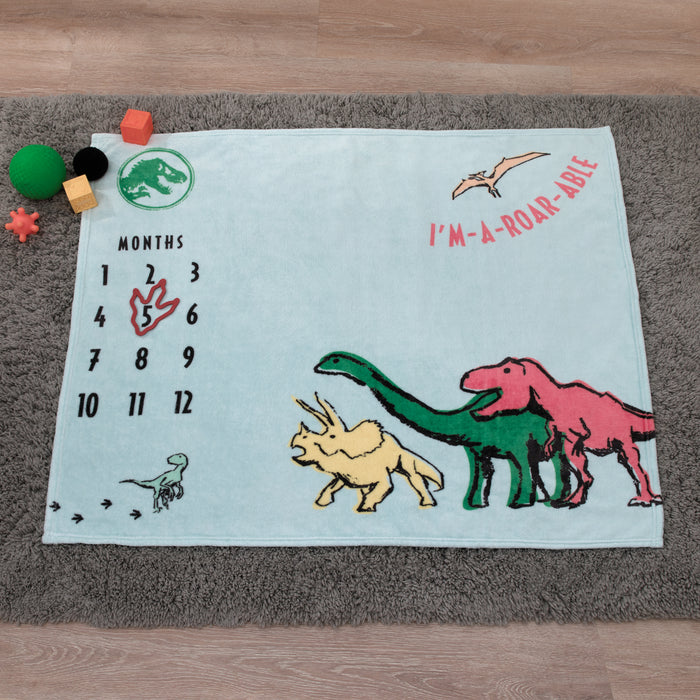Jurassic World Dinosaur Milestone Baby Blanket