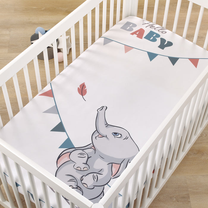 Disney Dumbo Gray Hello Baby Photo Op Fitted Crib Sheet