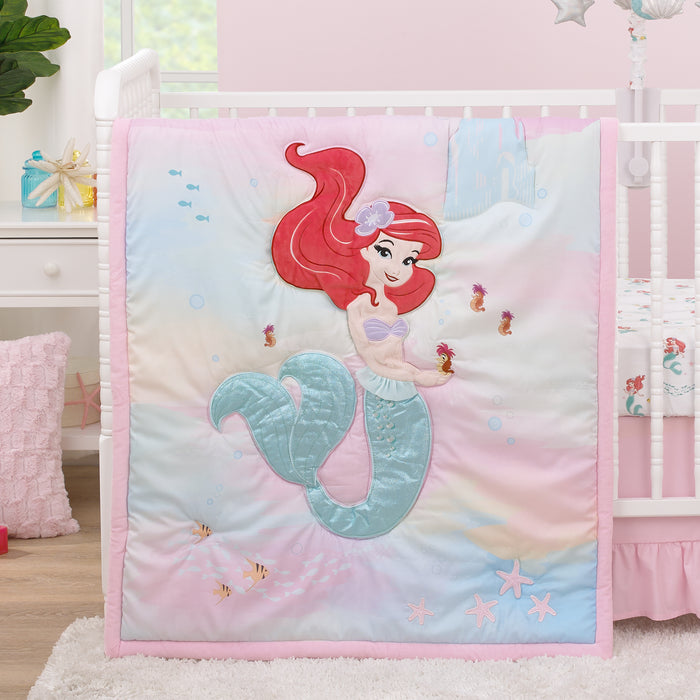 Disney Ariel Watercolor Wishes 3 Piece Nursery Crib Bedding Set