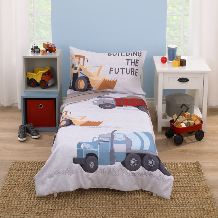 Everything Kids Trucks 4 Piece Toddler Bed Set