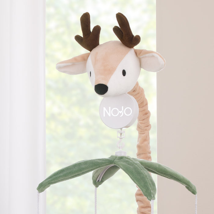 NoJo Plush Deer Green, Gray, and Tan Foxes and Hedgehogs Musical Mobile