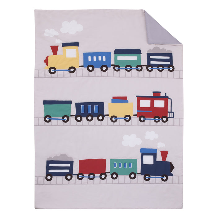 Everything Kids Choo Choo Train All Aboard 4pc Toddler Bed Set