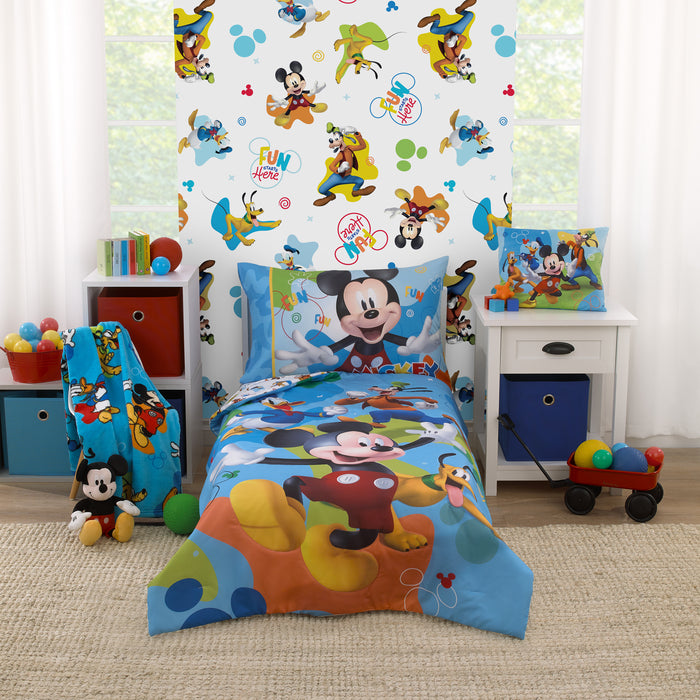 Disney Mickey Mouse Fun Starts Here 4pc Toddler Bedding Set