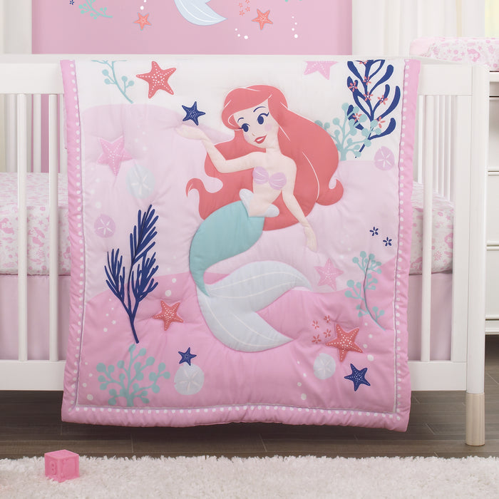 Disney The Little Mermaid 4 Piece Nursery Crib Bedding Set