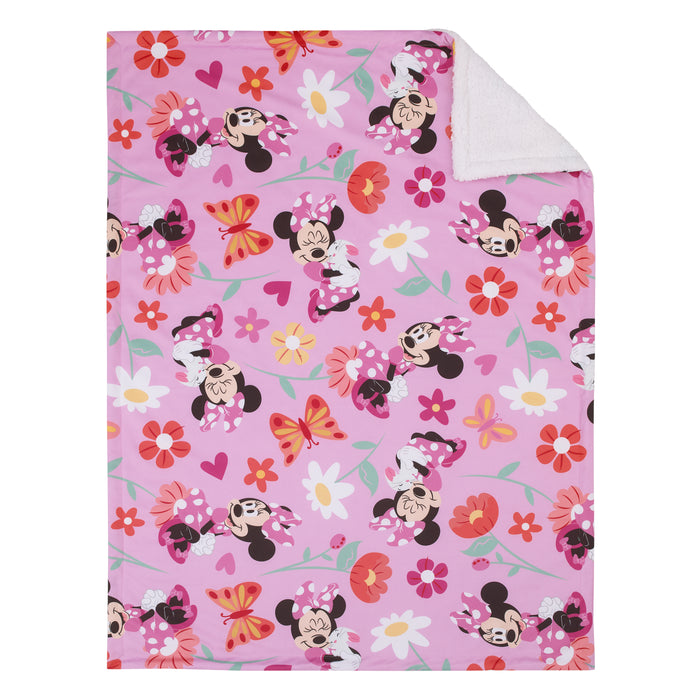 Disney Minnie Mouse Springtime Flowers Baby Blanket