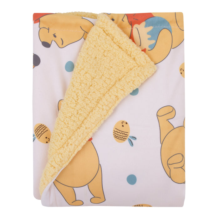 Disney Winnie the Pooh Summertime Fun Super Soft Sherpa Baby Blanket
