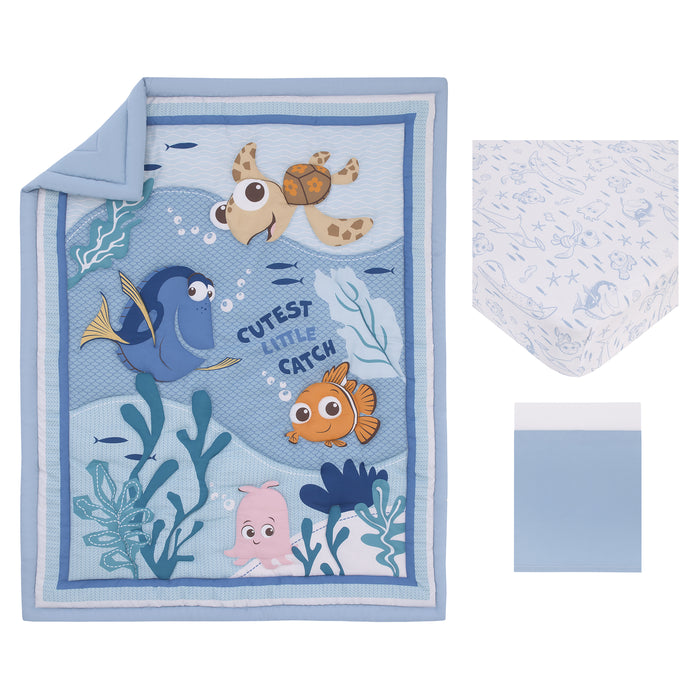 Disney Finding Nemo Cutest Little Catch 3 Piece Nursery Crib Bedding Set