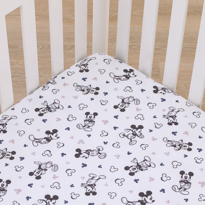 Disney Mickey Mouse Fitted Crib Sheet Gray, Black, and White