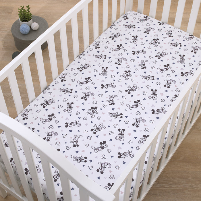 Disney Mickey Mouse Fitted Crib Sheet Gray, Black, and White