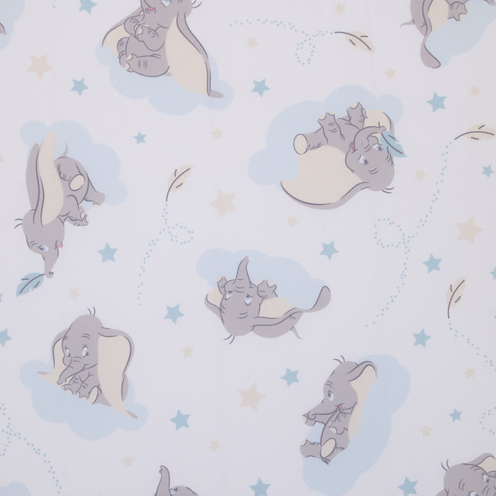 Disney Dumbo Light Blue, Gray, and White Super Soft Nursery Fitted Mini Crib Sheet