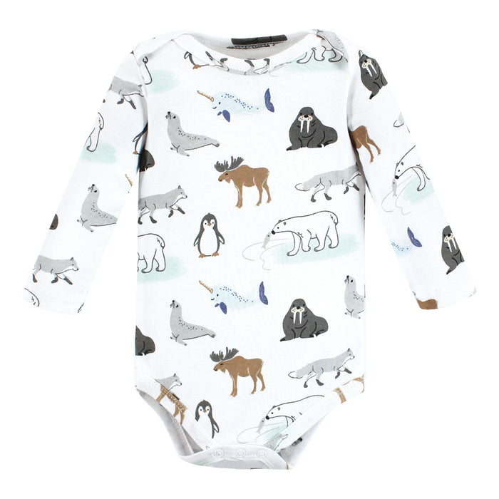 Hudson Baby 5-Pack Cotton Long-Sleeve Bodysuits, Arctic Animals