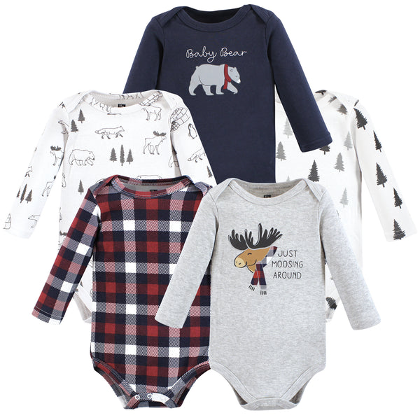 Hudson Baby Cotton Long-Sleeve Bodysuits, Moosing Around 5-Pack