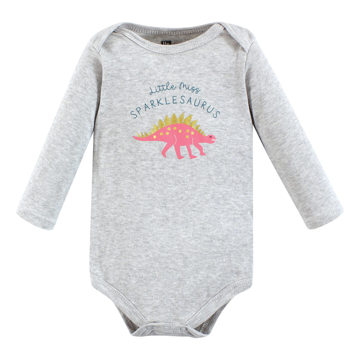 Hudson Baby Infant Girl Cotton Long-Sleeve Bodysuits, Sparklesaurus