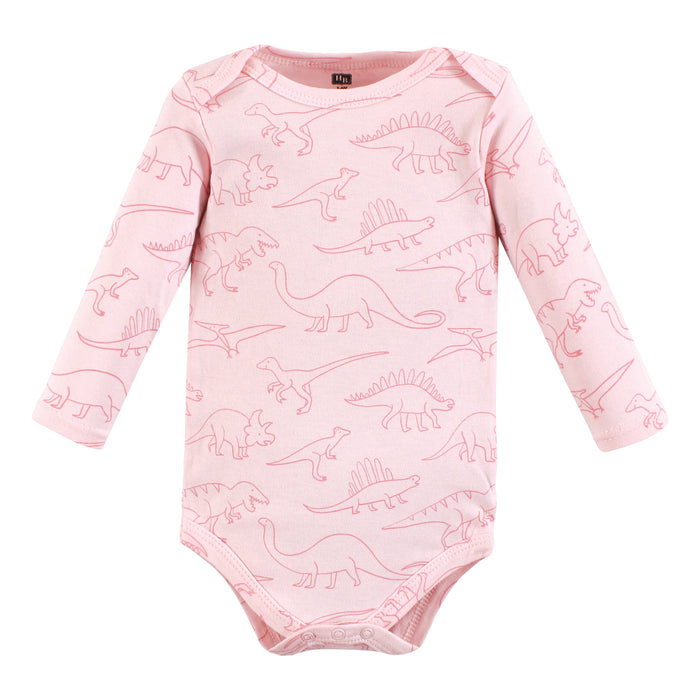 Hudson Baby Infant Girl Cotton Long-Sleeve Bodysuits, Sparklesaurus