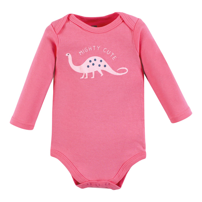 Hudson Baby Infant Girl Cotton Long-Sleeve Bodysuits, Sparklesaurus