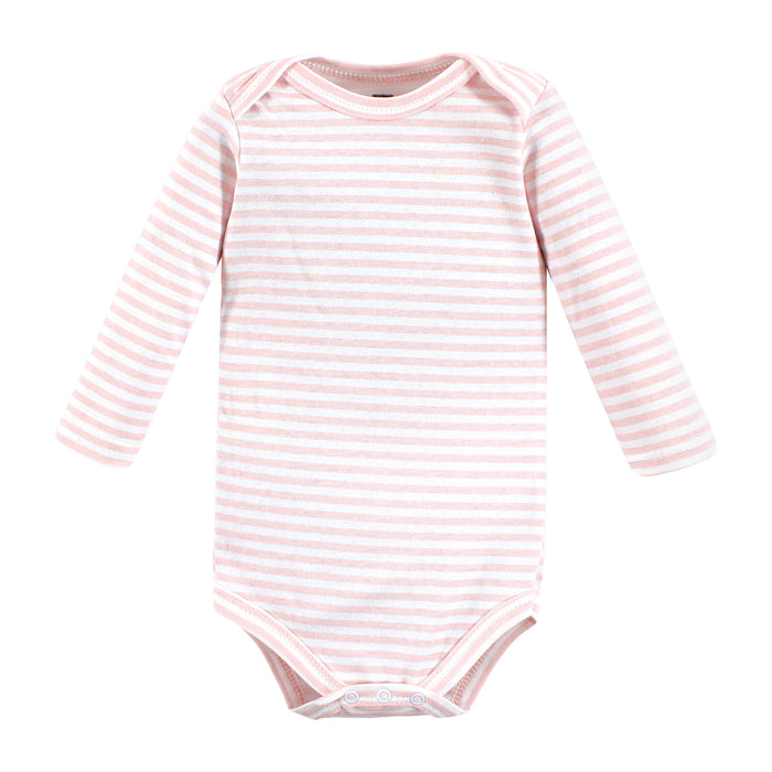 Hudson Baby Girls Cotton Long-Sleeve Bodysuits, Penguin, 5-Pack