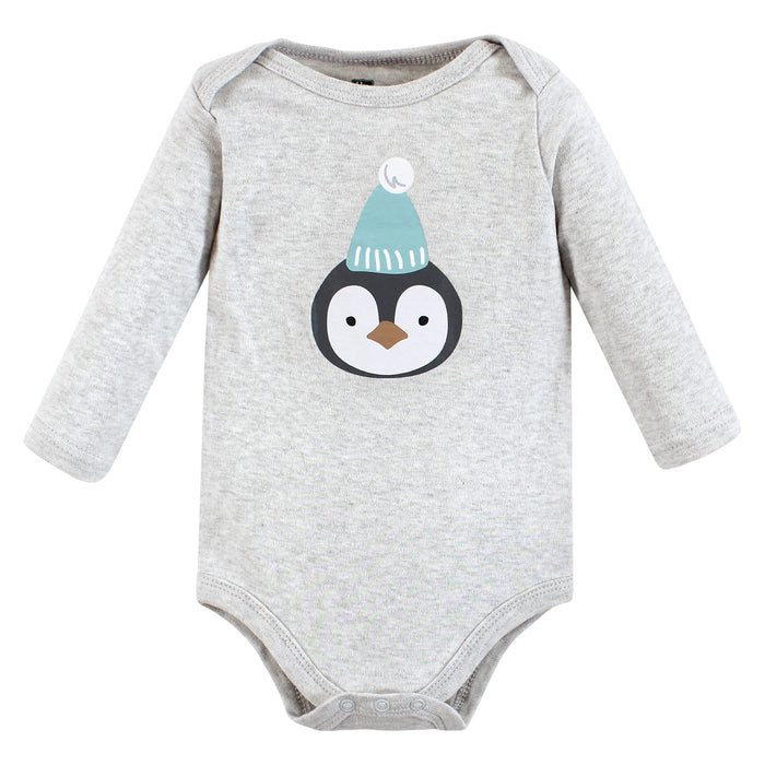 Hudson Baby 5-Pack Cotton Long-Sleeve Bodysuits, Chill Out Penguin