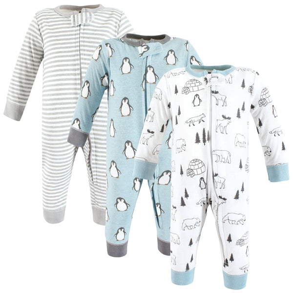 Hudson Baby Boy Cotton Sleep and Play, Penguin 3-Pack