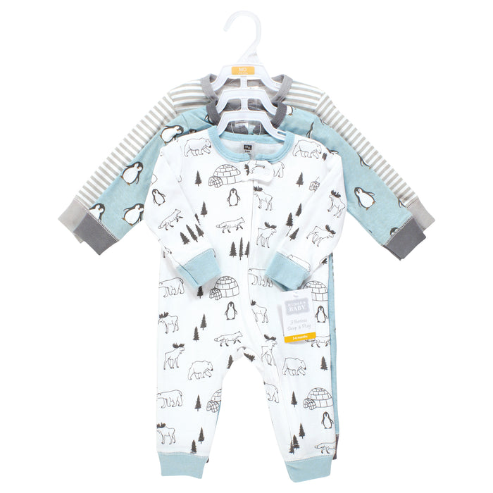 Hudson Baby Boy Cotton Sleep and Play, Penguin 3-Pack