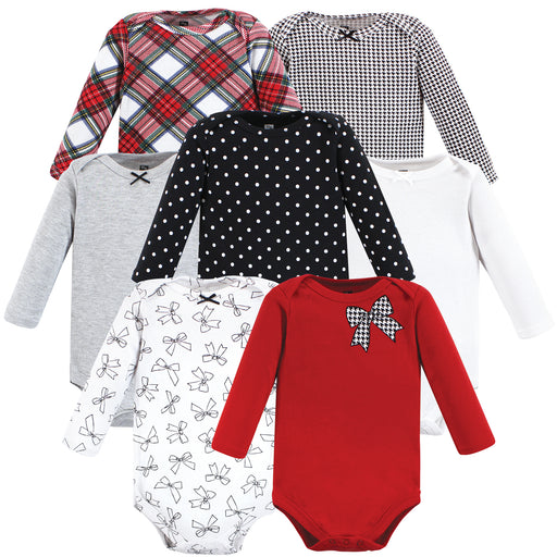 Hudson Baby Girl Cotton Long-Sleeve Bodysuits, Winter Bows 7 Pack