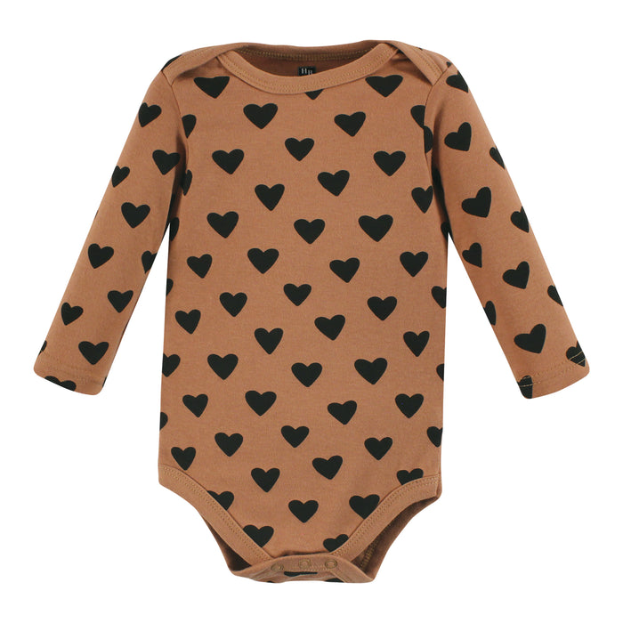 Hudson Baby Girl Cotton Long-Sleeve Bodysuits, Cinnamon Pink Prints 7-Pack