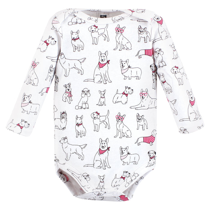 Hudson Baby Girl Cotton Long-Sleeve Bodysuits, Girl Dogs 7-Pack