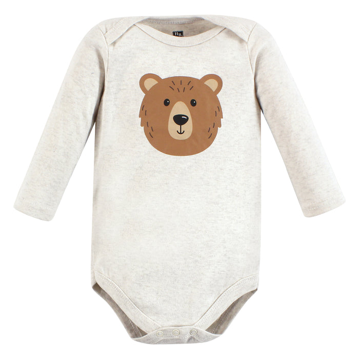 Hudson Baby Infant Boy Cotton Long-Sleeve Bodysuits, Brown Bear 7-Pack