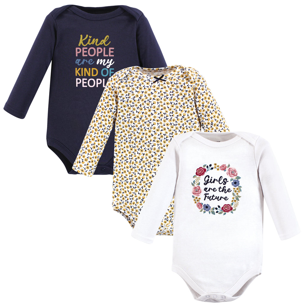 Hudson Baby Infant Girl Cotton Long-sleeve Bodysuits, Hello Fall