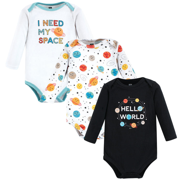Hudson Baby Cotton Long-Sleeve Bodysuits, Happy Planets 3-Pack
