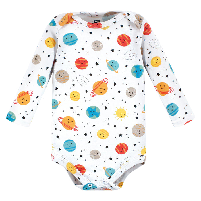 Hudson Baby Cotton Long-Sleeve Bodysuits, Happy Planets 3-Pack