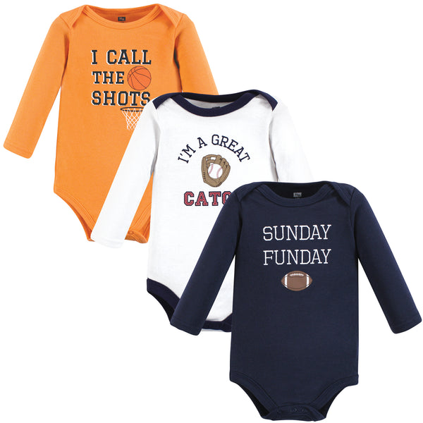 Hudson Baby Cotton Long-Sleeve Bodysuits, Fall Winter Sports 3-Pack