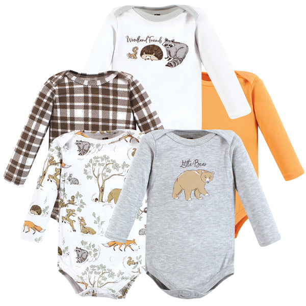 Hudson Baby Boy Cotton Long-Sleeve Bodysuits, Magical Woodland, 5-Pack