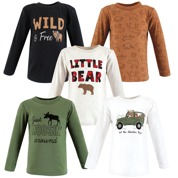 Hudson Baby Infant and Toddler Boy Long Sleeve T-Shirts, Animal Adventure