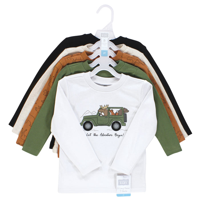 Hudson Baby Infant and Toddler Boy Long Sleeve T-Shirts, Animal Adventure