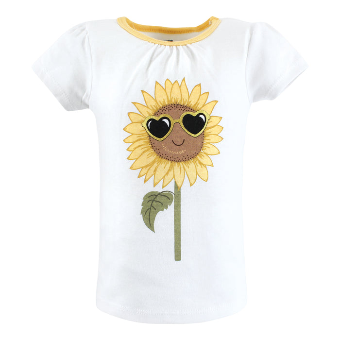 Hudson Baby Girl Short Sleeve T-Shirts, Wildflowers 5-Pack