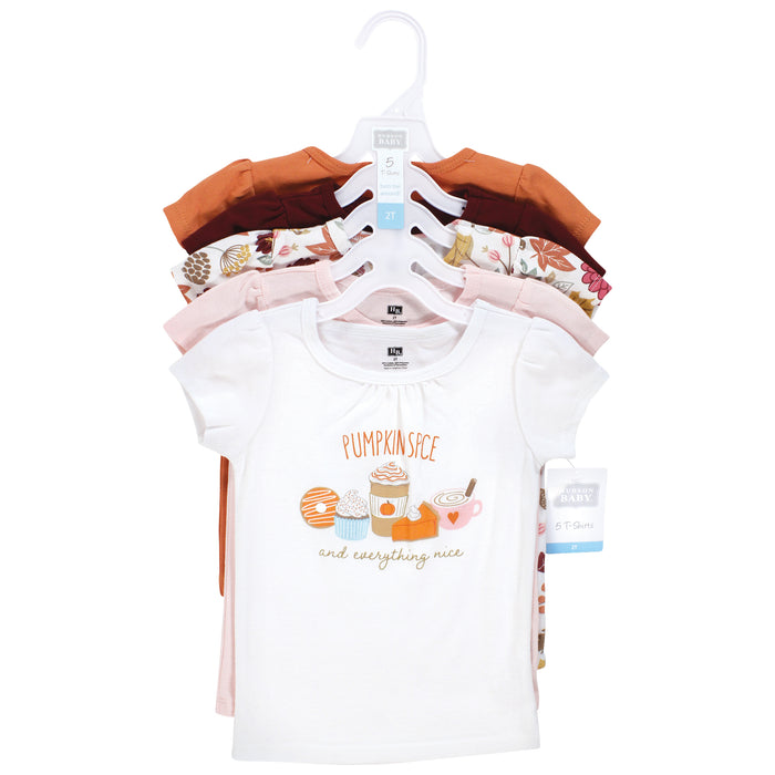 Hudson Baby Infant and Toddler Girl Short Sleeve T-Shirts, Fall Pumpkin Spice