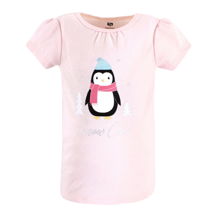 Hudson Baby Infant and Toddler Girl Short Sleeve T-Shirts, Girl Winter Animals