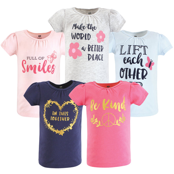 Hudson Baby Infant and Toddler Girl Short Sleeve T-Shirts, Be Kind