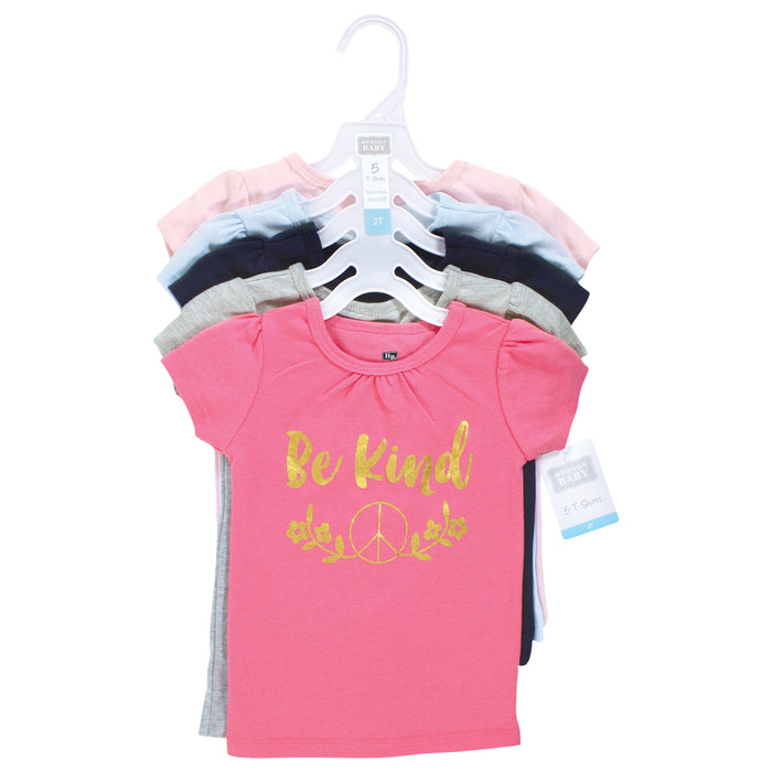 Hudson Baby Infant and Toddler Girl Short Sleeve T-Shirts, Be Kind