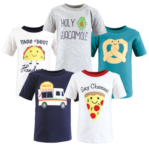 Hudson Baby Infant and Toddler Boy Short Sleeve T-Shirts, Fun Food