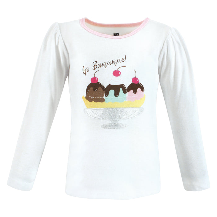 Hudson Baby Infant and Toddler Girl Long Sleeve T-Shirts, Ice Cream Dino