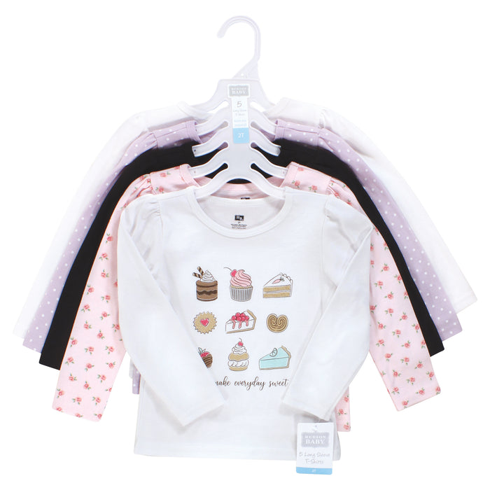 Hudson Baby Infant and Toddler Girl Long Sleeve T-Shirts, Bakery Tea Party