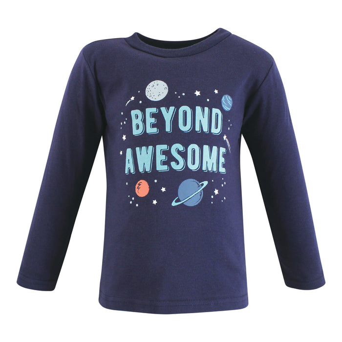 Hudson Baby Infant and Toddler Boy Long Sleeve T-Shirts, Beyond Awesome