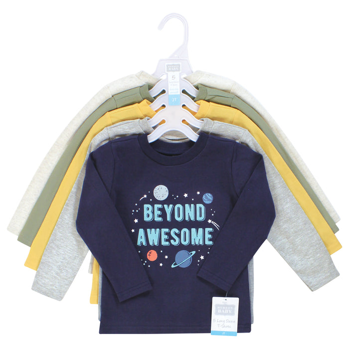 Hudson Baby Infant and Toddler Boy Long Sleeve T-Shirts, Beyond Awesome